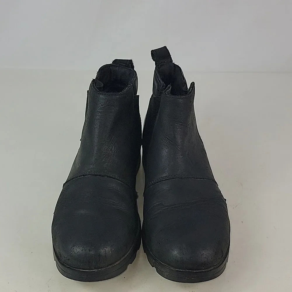 Sorel Emelie Chelsea Black Leather Women's Ankle Boots